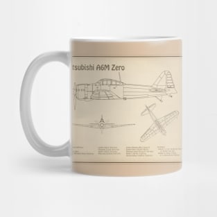 Mitsubishi A6M Zero Airplane Blueprint - SD Mug